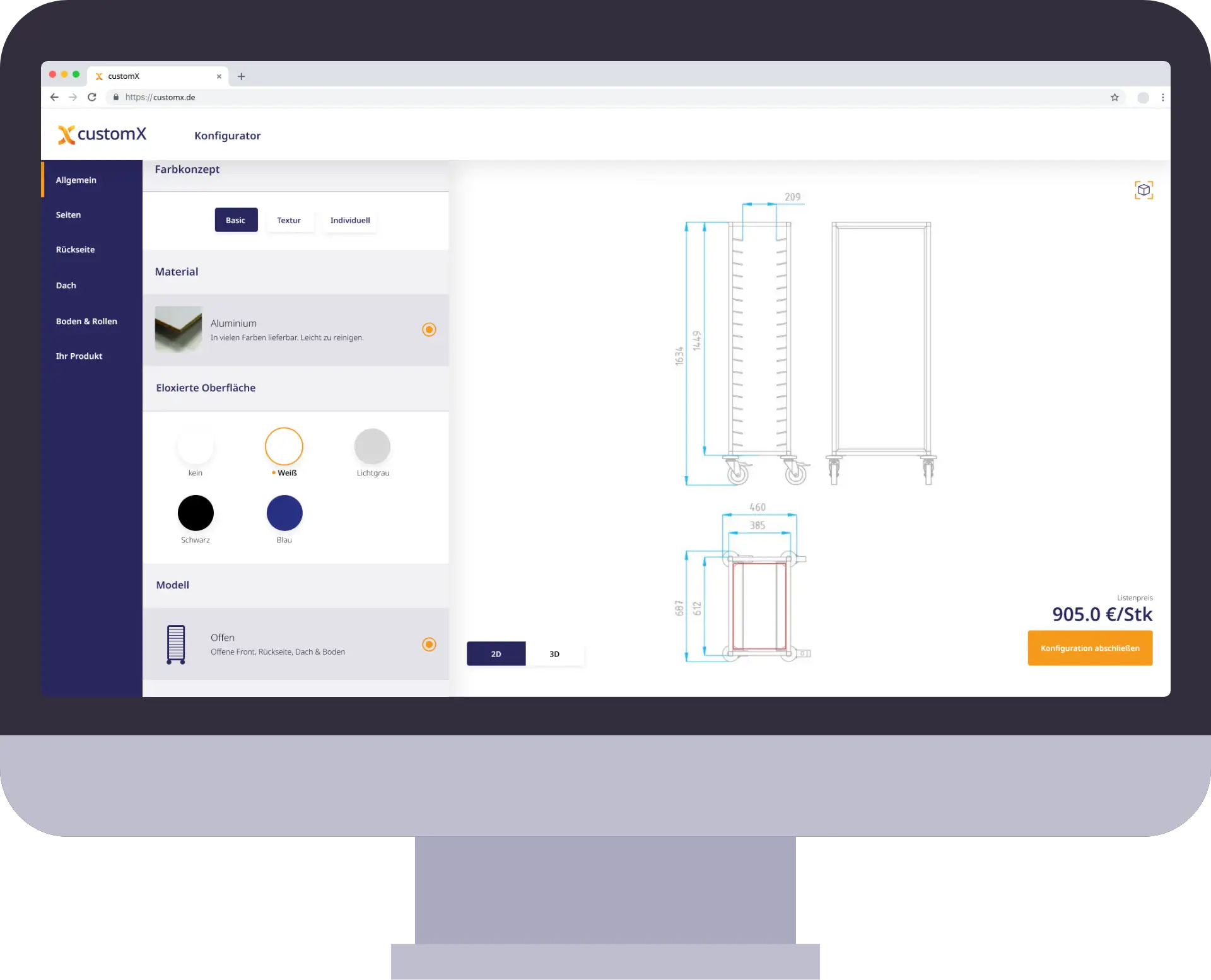 Frontend Webkonfiguration User Interface Design